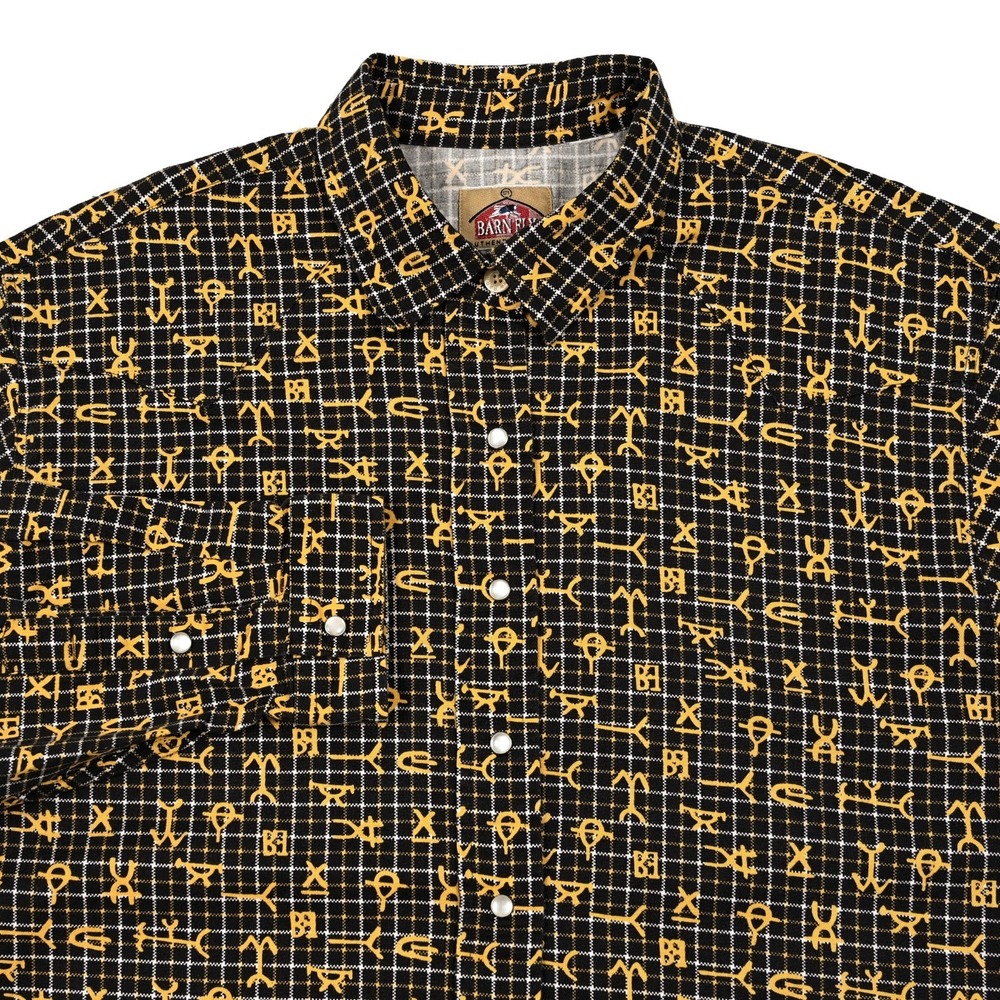 Barn‎ Fly USA Women's XL Cattle Brand Geometric Pearl Snap Long Sleeve Western
